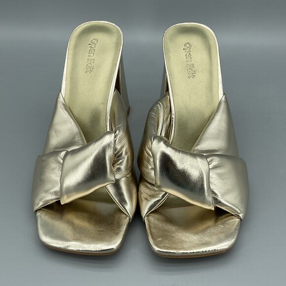 NEW Open Edit Women’s Kaia Knot Sandals Gold Size 7.5M - Picture 3 of 10